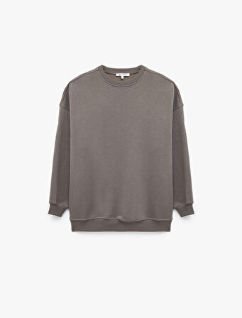 Rahat Kalıp Uzun Kollu Bisiklet Yaka Pamuklu Basic 2'li Sweatshirt Seti