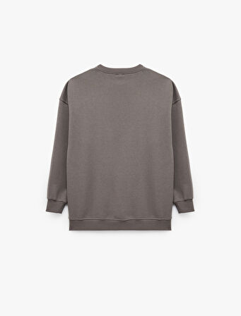 Rahat Kalıp Uzun Kollu Bisiklet Yaka Pamuklu Basic 2'li Sweatshirt Seti