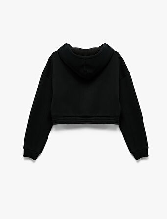 Şardonlu Uzun Kollu Fermuarlı Kapüşonlu Oversize Sweatshirt
