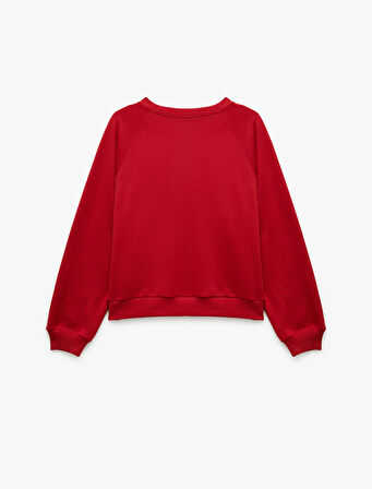 Pamuklu Bisiklet Yaka Şardonlu Sweatshirt