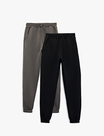 Rahat Kalıp Pamuklu Beli Bağcıklı 2'li Jogger Eşofman Altı Seti