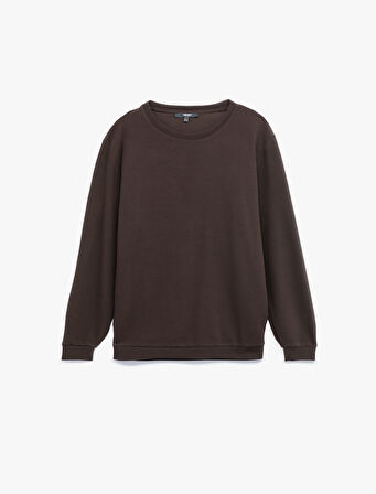 Pamuklu Uzun Kollu Basic Bisiklet Yaka Sweatshirt