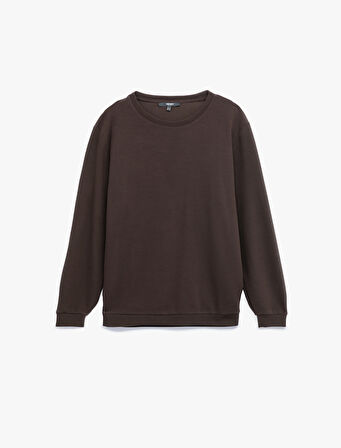 Pamuklu Uzun Kollu Basic Bisiklet Yaka Sweatshirt