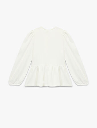 Fiyonk Detaylı Uzun Kollu Bisiklet Yaka Bluz