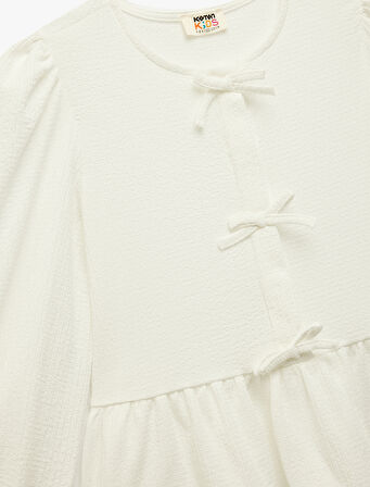 Fiyonk Detaylı Uzun Kollu Bisiklet Yaka Bluz