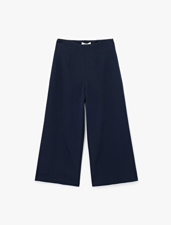 Normal Bel Bilek Boy Culotte Fit Geniş Paça Kumaş Pantolon