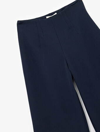 Normal Bel Bilek Boy Culotte Fit Geniş Paça Kumaş Pantolon