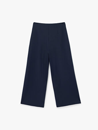 Normal Bel Bilek Boy Culotte Fit Geniş Paça Kumaş Pantolon