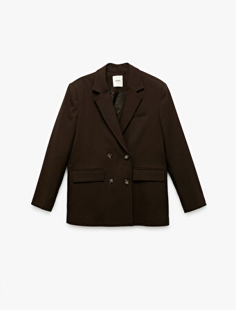 Cepli Uzun Kollu Kruvaze Oversize Blazer Ceket