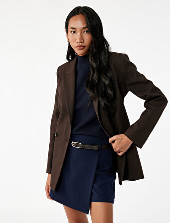 Slim Fit Kemerli Kruvaze Mini Şort Etek