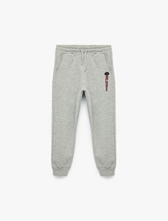 Baskılı Şardonlu Cep Detaylı Beli Bağcıklı Jogger Eşofman Altı