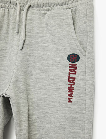 Baskılı Şardonlu Cep Detaylı Beli Bağcıklı Jogger Eşofman Altı