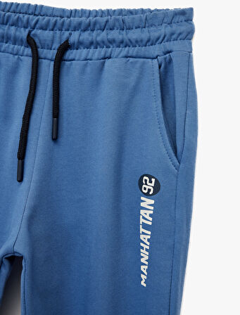 Şardonlu Beli Lastikli Baskılı Jogger Eşofman Altı