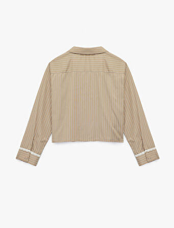 Rahat Kalıp Uzun Kollu Gömlek Yaka Pijama Üstü