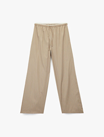 Rahat Kalıp Beli Dantelli Beli Bağcıklı Pijama Altı