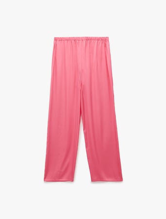 Uzun Rahat Kalıp Kalpli Saten Pijama Altı