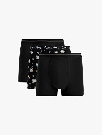 Lisanslı Rick and Morty Baskılı Pamuklu 3'lü Boxer Seti