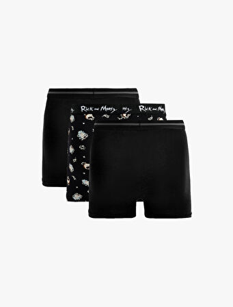 Lisanslı Rick and Morty Baskılı Pamuklu 3'lü Boxer Seti