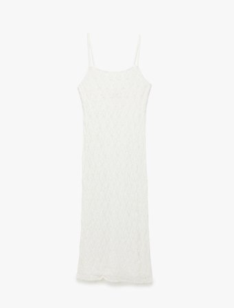 Astarlı Slim Fit Midi Boy İnce Askılı Dantelli Elbise