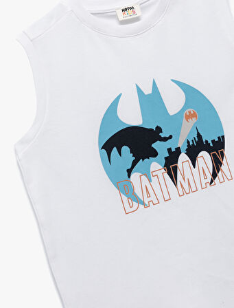 Lisanslı Batman Baskılı Kolsuz Bisiklet Yaka Atlet