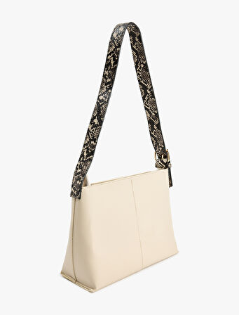 Suni Yılan Derisi Detaylı Fermuarlı Tote Çanta