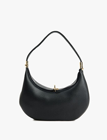 Suni Deri Metal Aksesuarlı Fermuarlı El ve Omuz Çantası