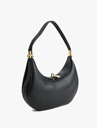 Suni Deri Metal Aksesuarlı Fermuarlı El ve Omuz Çantası