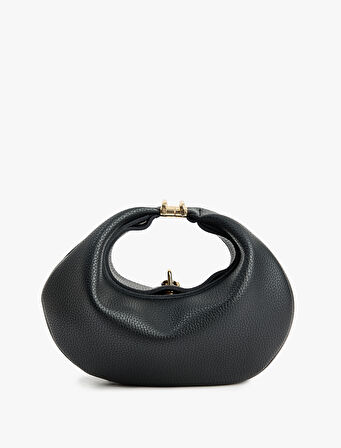 Suni Deri Metal Aksesuarlı Fermuarlı El ve Omuz Çantası