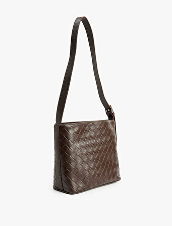 Örgü Desenli Suni Deri Metal Tokalı Tote Çanta