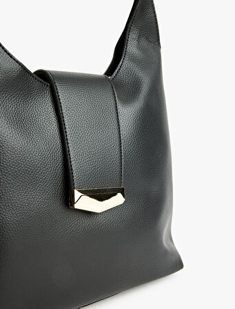 Metal Tokalı Suni Deri Tote Çanta