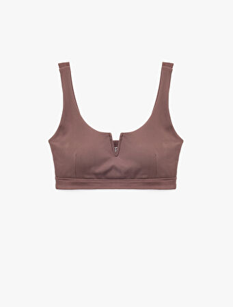 Kolsuz V Yaka Kaplı Sporcu Sütyeni