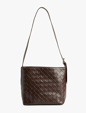 Örgü Desenli Toka Detaylı Suni Deri Omuz Çantası