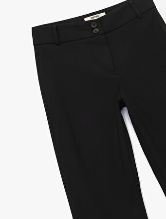 Slim Fit Düğmeli İspanyol Paça Kumaş Pantolon