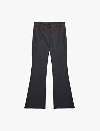 Slim Fit Düğmeli İspanyol Paça Kumaş Pantolon