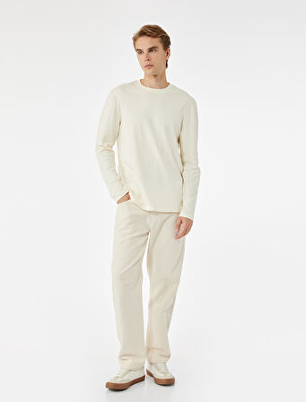 Pamuklu Bisiklet Yaka Basic Uzun Kollu Tişört