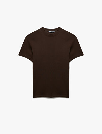 Kısa Kollu Bisiklet Yaka Pamuklu Dar Kalıp Tişört