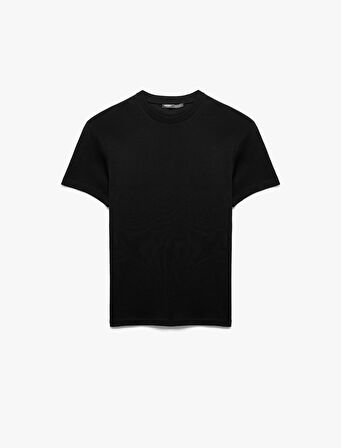 Kısa Kollu Bisiklet Yaka Pamuklu Dar Kalıp Tişört