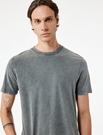 Regular Fit Kısa Kollu Pamuklu Bisiklet Yaka Tişört