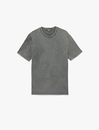 Regular Fit Kısa Kollu Pamuklu Bisiklet Yaka Tişört