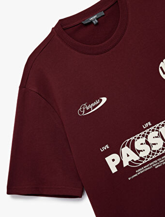 Regular Fit Kısa Kollu Bisiklet Yaka Pamuklu Baskılı Tişört