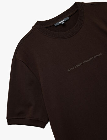 Regular Fit Kısa Kollu Bisiklet Yaka Pamuklu Baskılı Tişört