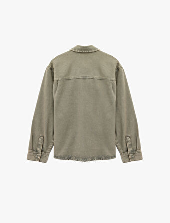 Rahat Kalıp Uzun Kollu Cep Detaylı Düğmeli Klasik Yaka Pamuklu Jean Ceket