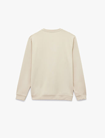 Uzun Kollu Bisiklet Yaka Baskılı Sweatshirt