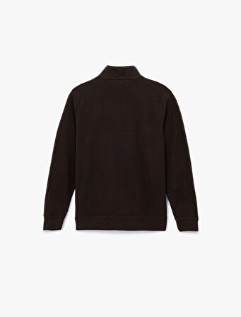 Uzun Kollu Ribanalı Yarım Fermuarlı Sweatshirt