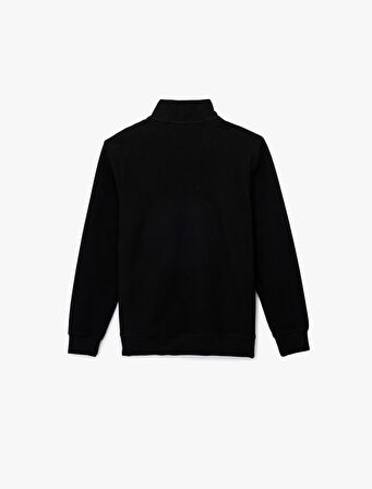 Uzun Kollu Ribanalı Yarım Fermuarlı Sweatshirt