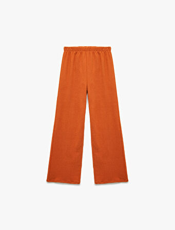 Şardonlu Beli Lastikli Basic Geniş Paça Pantolon