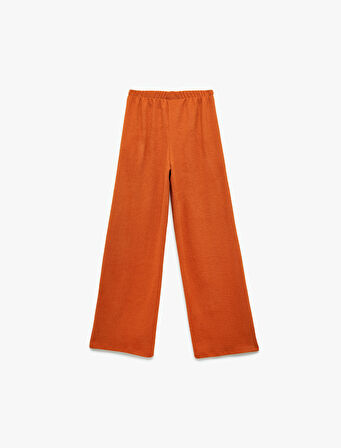Şardonlu Beli Lastikli Basic Geniş Paça Pantolon