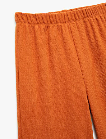 Şardonlu Beli Lastikli Basic Geniş Paça Pantolon