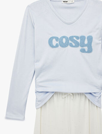 Uzun Kollu Bisiklet Yaka Rahat Kesim Pijama Takımı