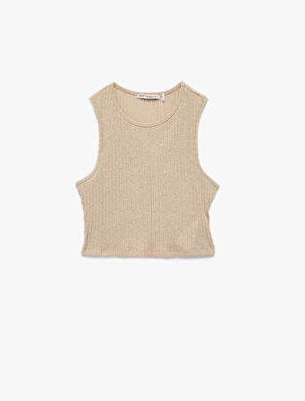 Rahat Kalıp Bisiklet Yaka Kolsuz Pijama Üstü